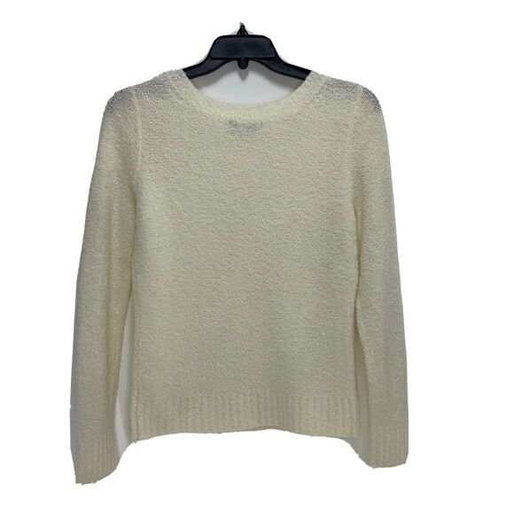 Merona Women's Sweater size M Boat Neck Button Ivory Wool Blend - Picture 2 of 5